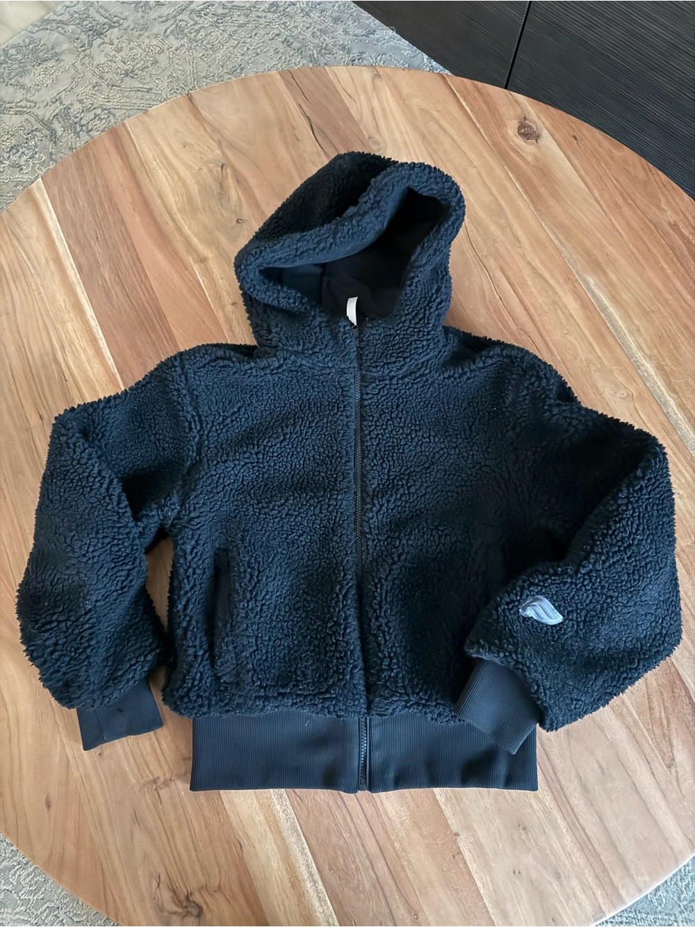 Fabletics Teddy Fleece Hooded Jacket in Black Size XS